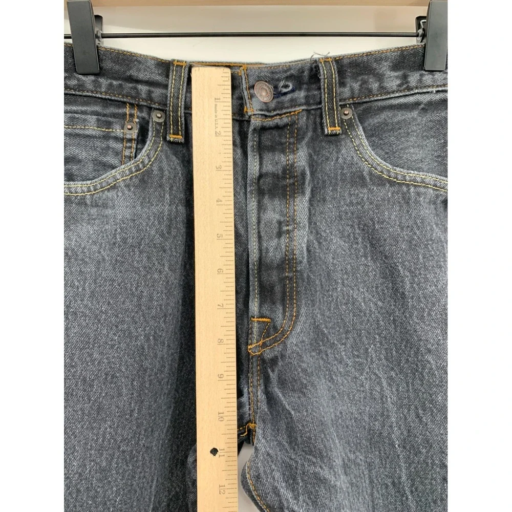 Levis 501 Jeans Mens 30x25 Black Faded Button Fly Straight Leg Denim (Tag 30x30)